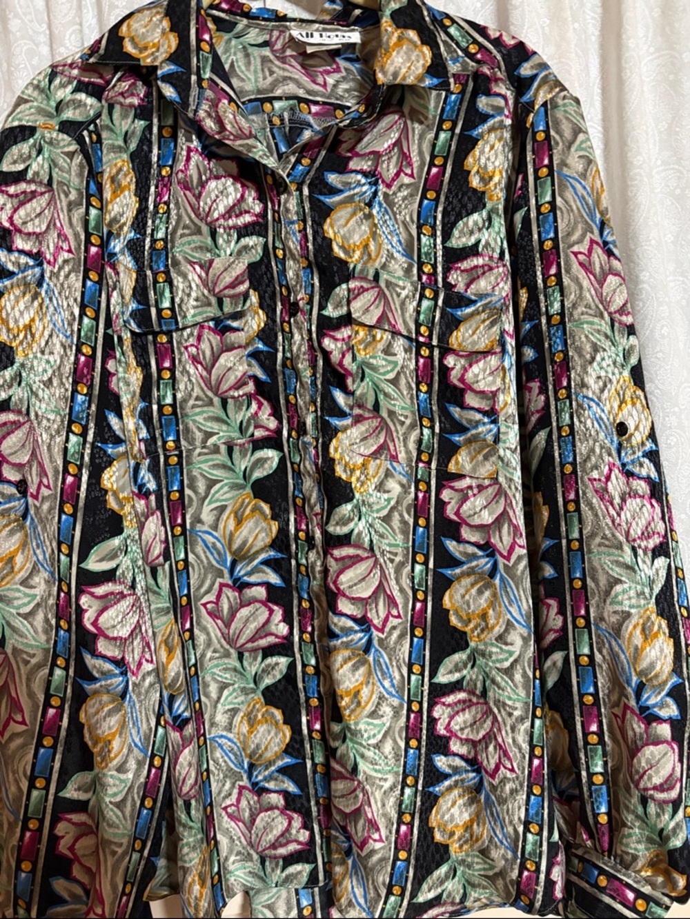 Floral Button-Up Blouse in Multicolor - Unbranded